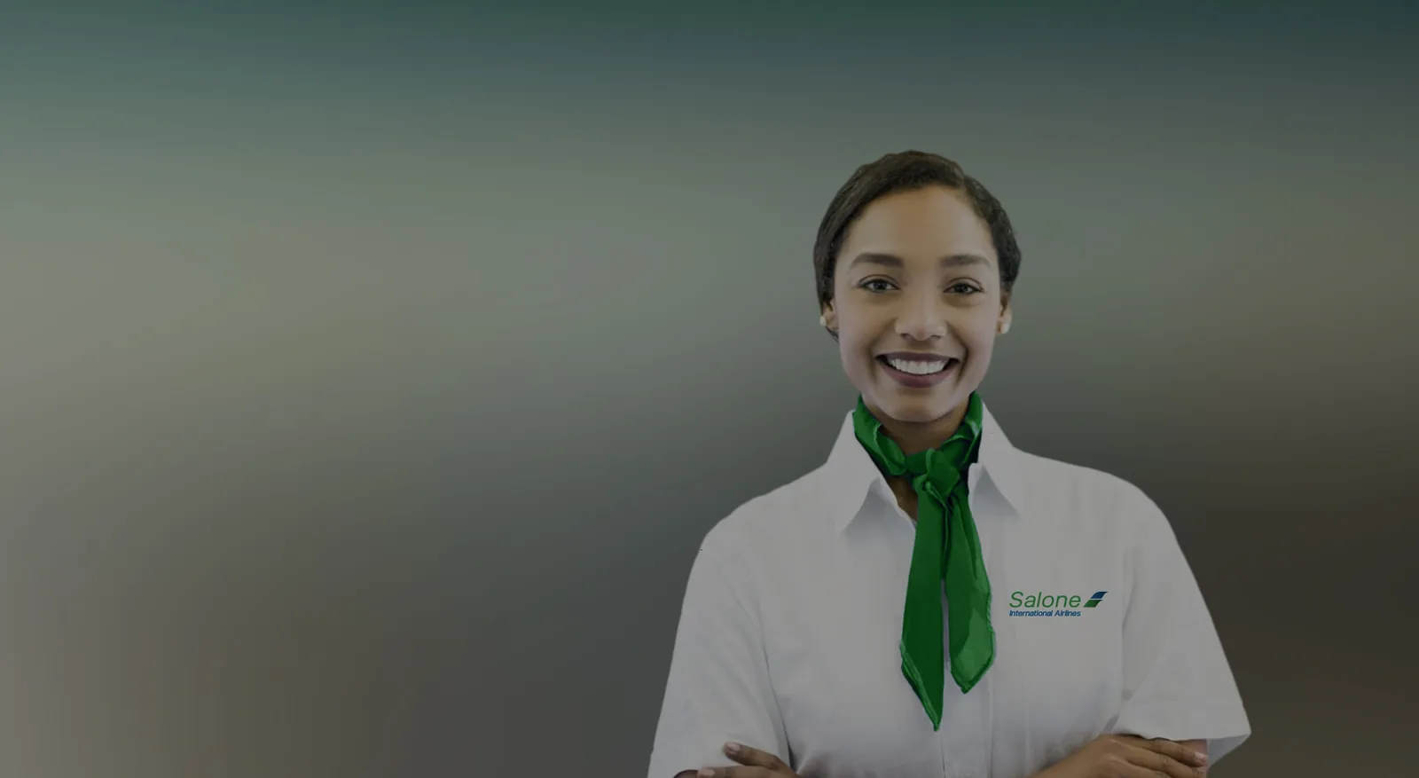 A Salone International Airlines cabin crew member
