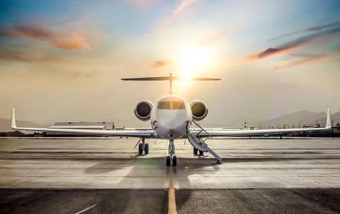 Aircraft on the ramp at sunrise