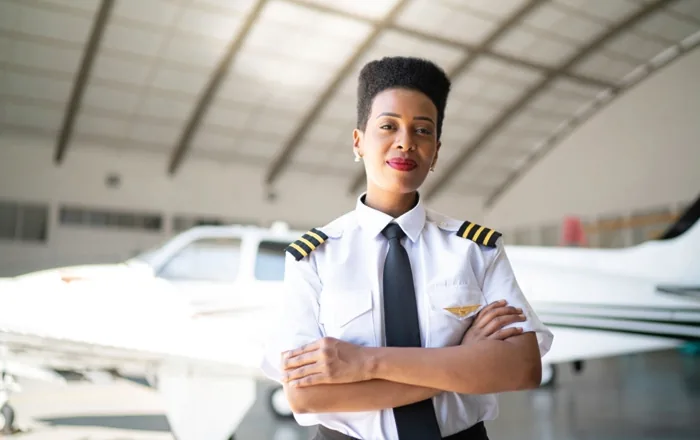 First officer at the maintenance hangar